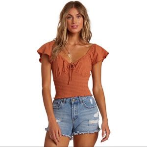 Billabong Secret Spot Cropped Knit Top in Burnt Orange